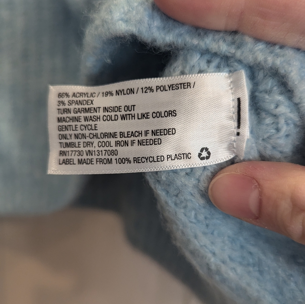 Blue Knit Soft Sweater With Tight Wrists - Picture 2 of 3